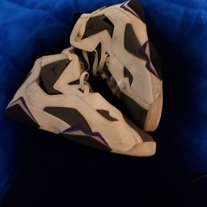 Kids purple white and gray Jordans